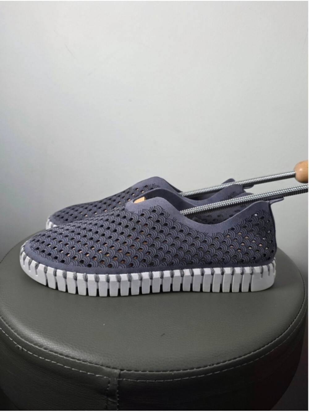 Ilse Jacobsen Hornbaek Tulip Slip On Shoes Grey Perforated Comfort Flats 9|39 - Picture 5 of 14